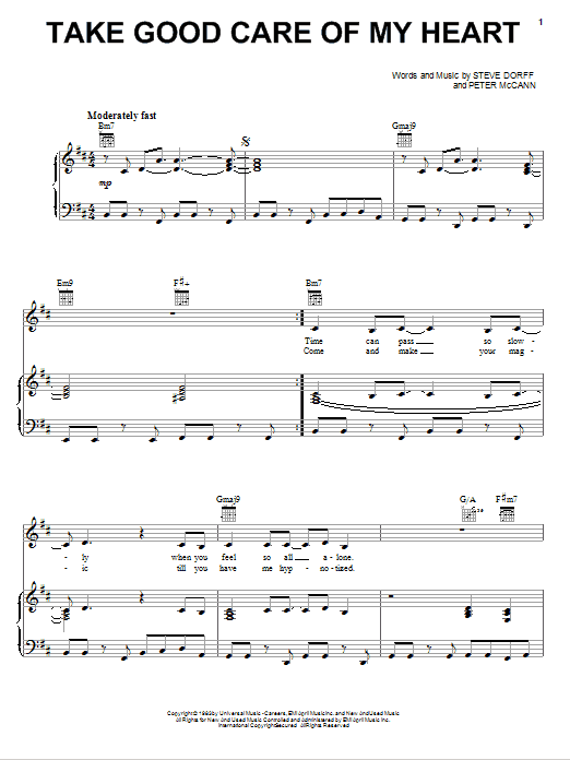 Whitney Houston Take Good Care Of My Heart sheet music notes and chords arranged for Piano, Vocal & Guitar Chords (Right-Hand Melody)