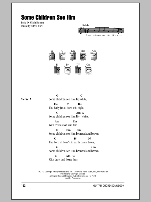 Wihla Hutson Some Children See Him sheet music notes and chords arranged for Guitar Chords/Lyrics