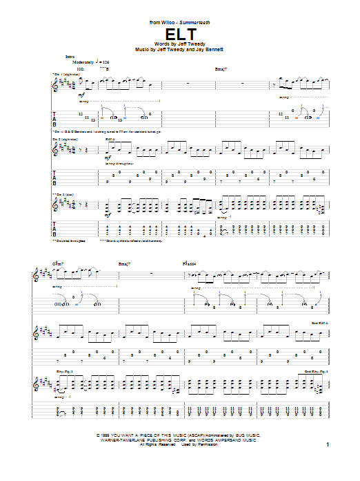 Wilco ELT sheet music notes and chords arranged for Guitar Tab