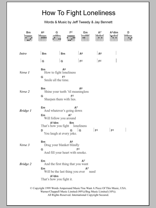 Wilco How To Fight Loneliness sheet music notes and chords arranged for Guitar Chords/Lyrics