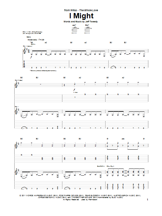 Wilco I Might sheet music notes and chords arranged for Guitar Tab