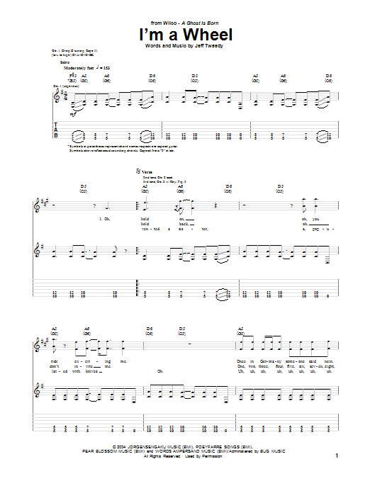 Wilco I'm A Wheel sheet music notes and chords arranged for Guitar Tab