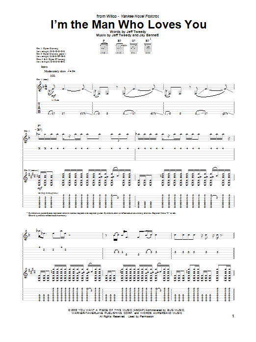 Wilco I'm The Man Who Loves You sheet music notes and chords arranged for Guitar Tab