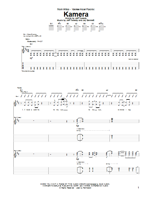 Wilco Kamera sheet music notes and chords arranged for Guitar Tab