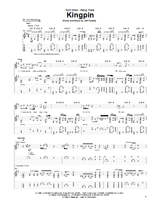 Wilco Kingpin sheet music notes and chords arranged for Guitar Tab