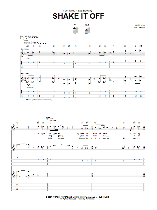 Wilco Shake It Off sheet music notes and chords arranged for Guitar Tab