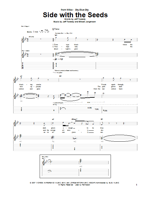 Wilco Side With The Seeds sheet music notes and chords arranged for Guitar Tab