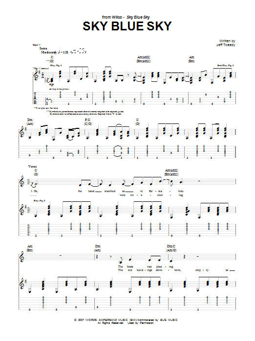 Wilco Sky Blue Sky sheet music notes and chords arranged for Guitar Tab