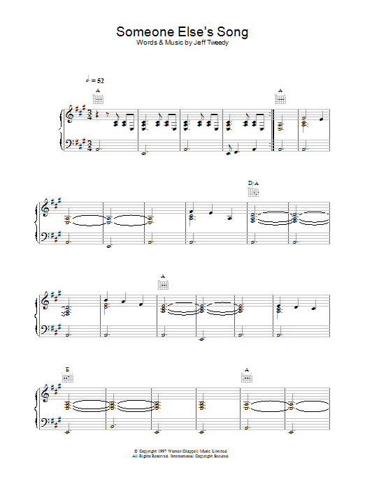 Wilco Someone Else's Song sheet music notes and chords arranged for Piano, Vocal & Guitar Chords