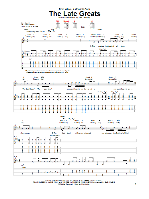 Wilco The Late Greats sheet music notes and chords arranged for Guitar Tab