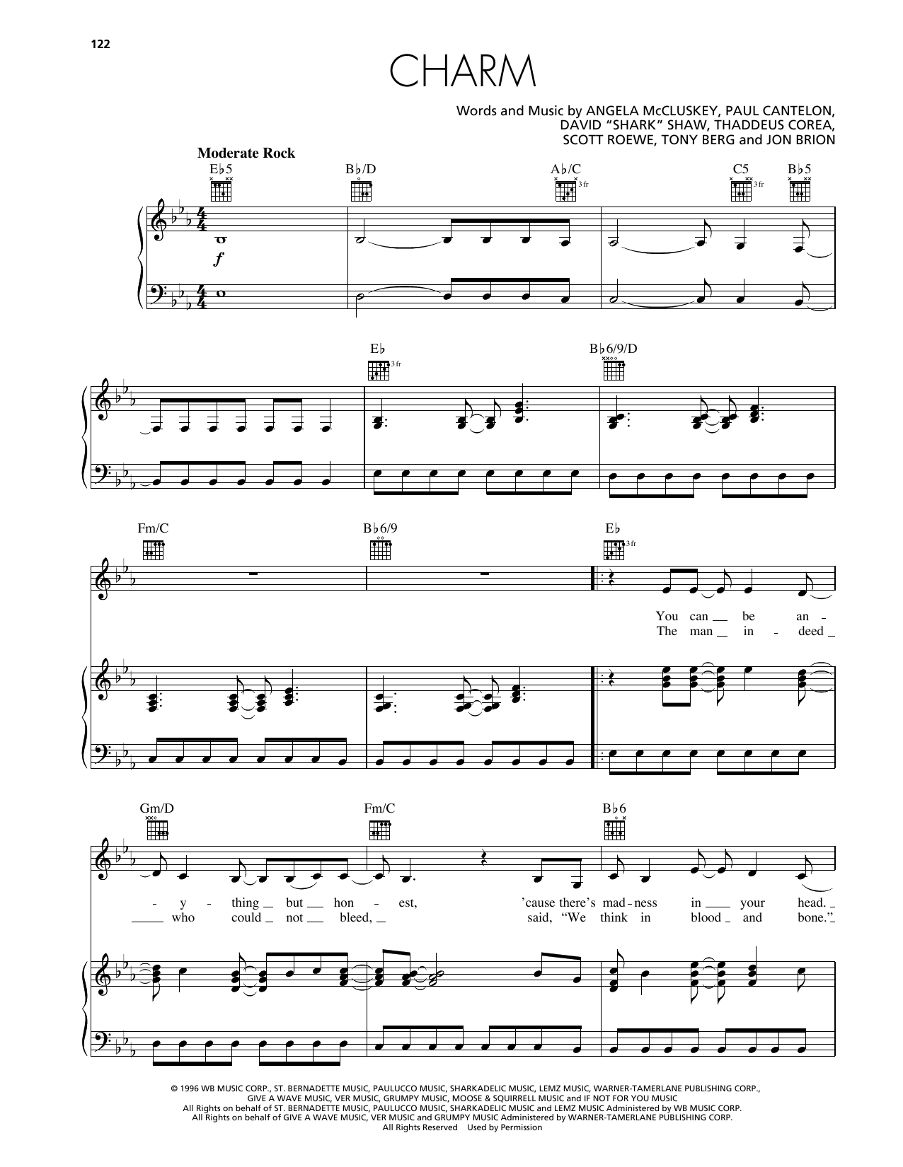 Wild Colonials Charm sheet music notes and chords arranged for Piano, Vocal & Guitar Chords (Right-Hand Melody)