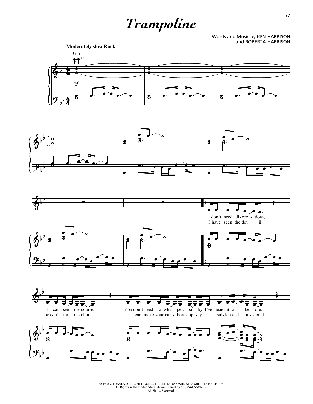 Wild Strawberries Trampoline sheet music notes and chords arranged for Piano, Vocal & Guitar Chords (Right-Hand Melody)