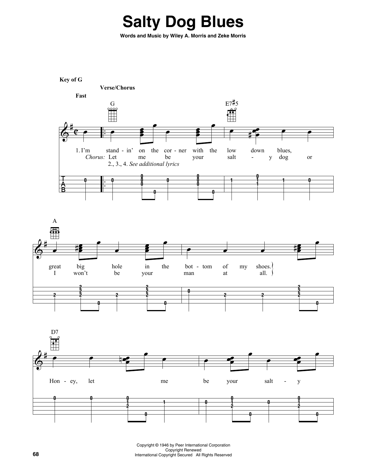 Wiley A. Morris Salty Dog Blues sheet music notes and chords arranged for Banjo Tab