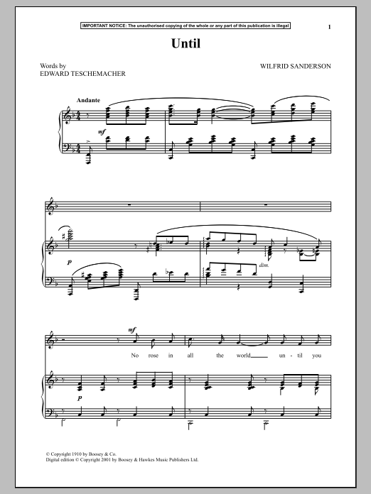 Wilfrid Sanderson Until sheet music notes and chords arranged for Piano & Vocal