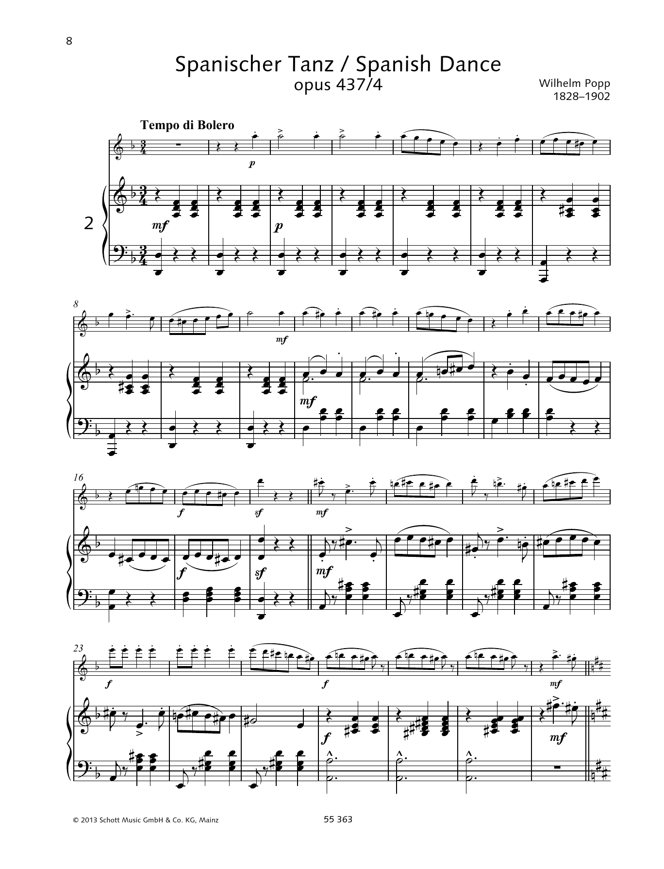 Wilhelm Popp Spanish Dance sheet music notes and chords arranged for Woodwind Solo