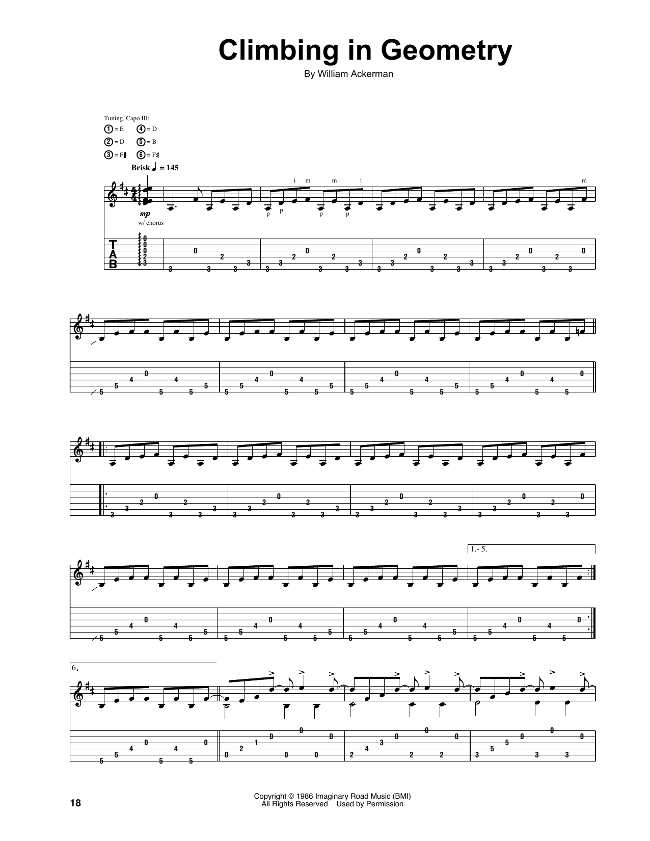Will Ackerman Climbing In Geometry sheet music notes and chords arranged for Guitar Tab