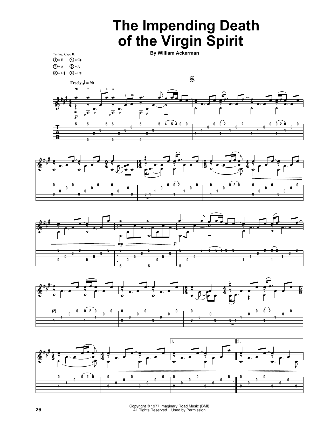 Will Ackerman The Impending Death Of The Virgin Spirit sheet music notes and chords arranged for Guitar Tab
