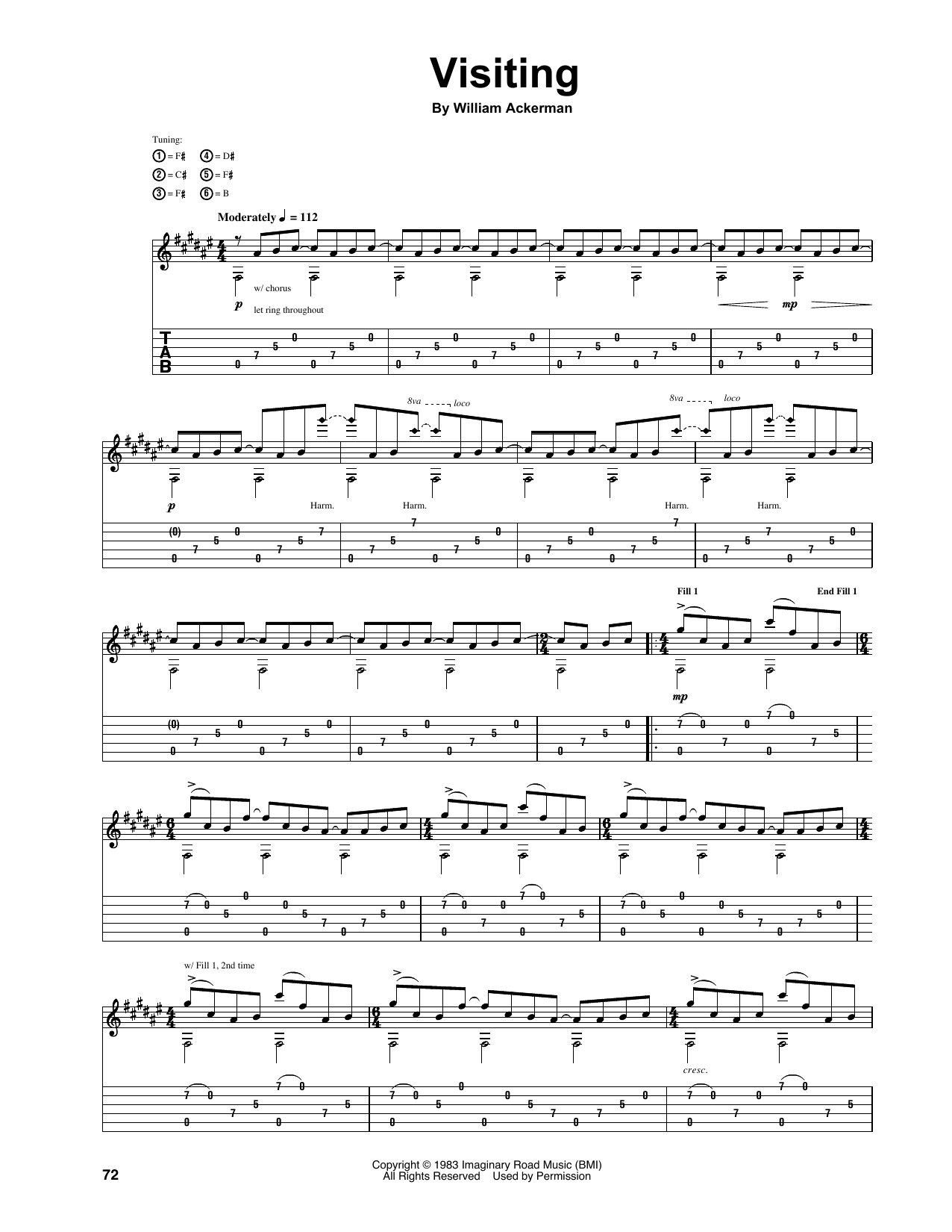 Will Ackerman Visiting sheet music notes and chords arranged for Guitar Tab