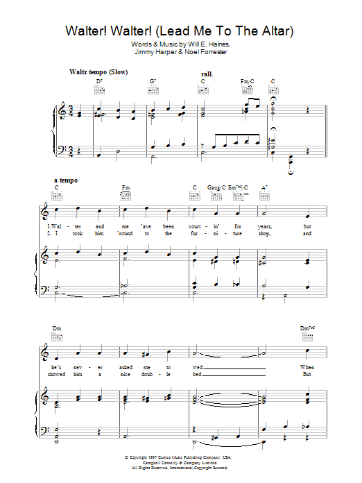 Will E. Haines Walter, Walter (Lead Me To The Altar) sheet music notes and chords arranged for Piano, Vocal & Guitar Chords