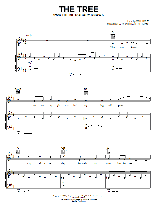 Will Holt The Tree sheet music notes and chords arranged for Piano, Vocal & Guitar Chords (Right-Hand Melody)