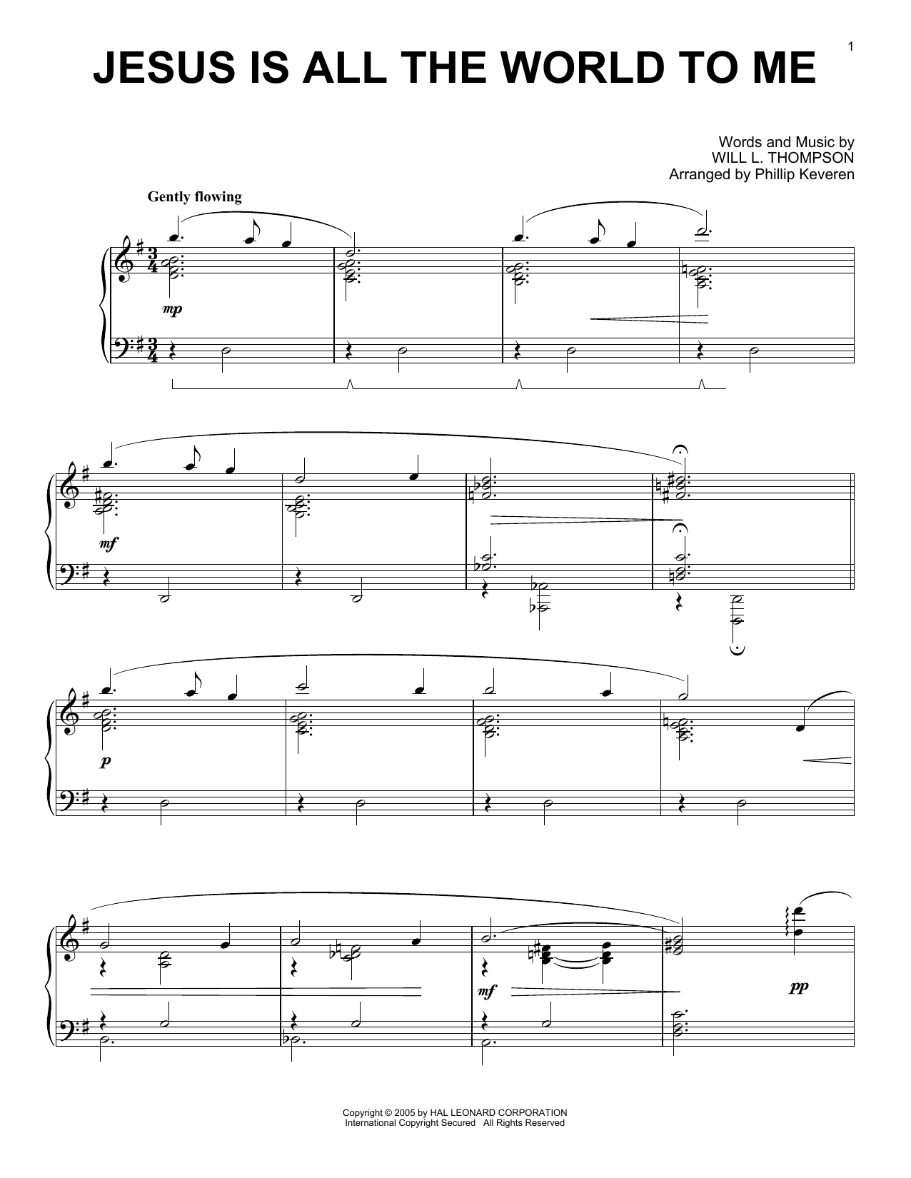 Will L. Thompson Jesus Is All The World To Me [Jazz version] (arr. Phillip Keveren) sheet music notes and chords arranged for Piano Solo