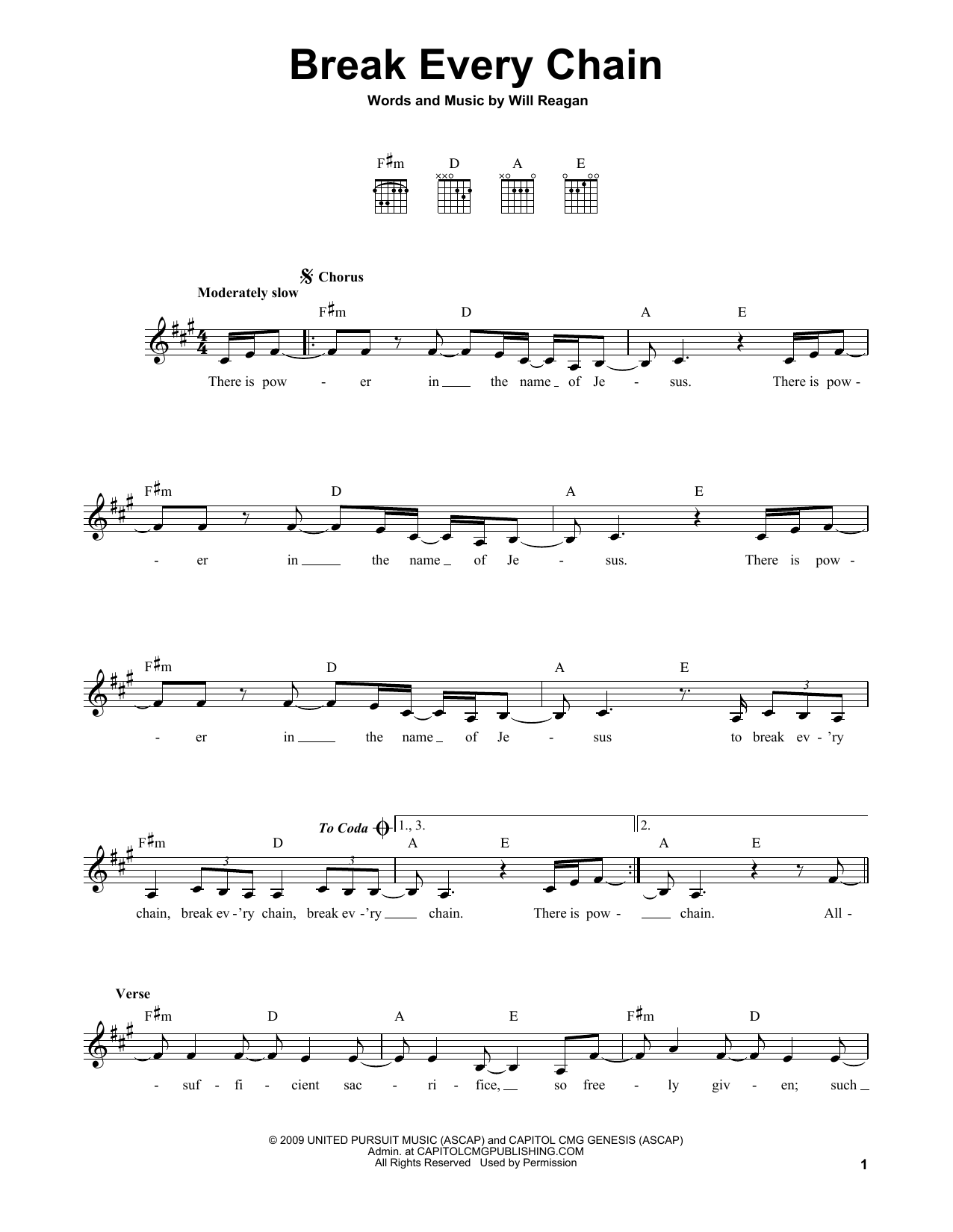 Will Reagan Break Every Chain sheet music notes and chords arranged for Easy Guitar