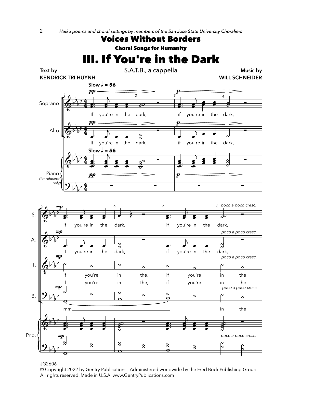 Will Schneider If You're in the Dark sheet music notes and chords arranged for SATB Choir