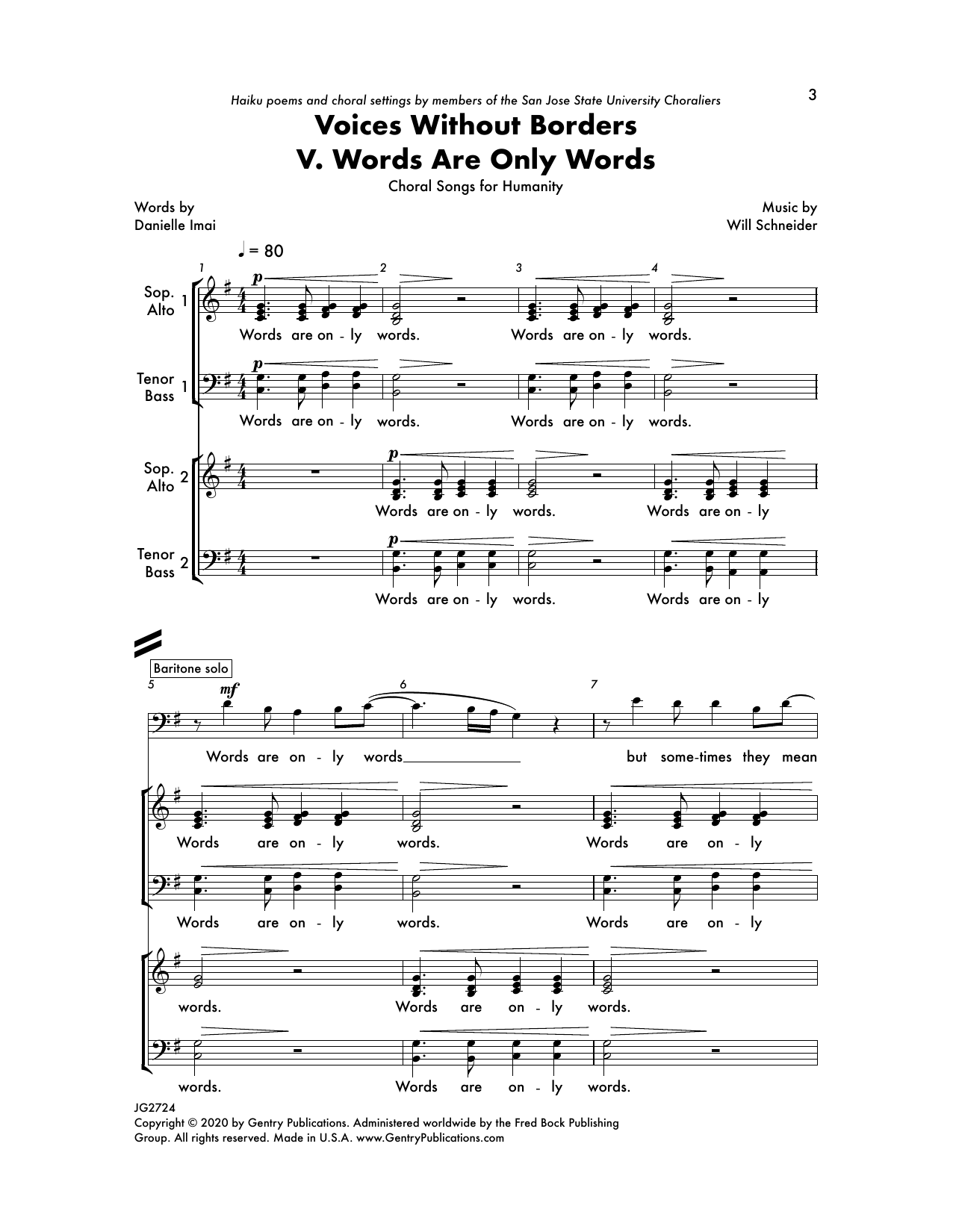 Will Schneider Words Are Only Words sheet music notes and chords arranged for SATB Choir