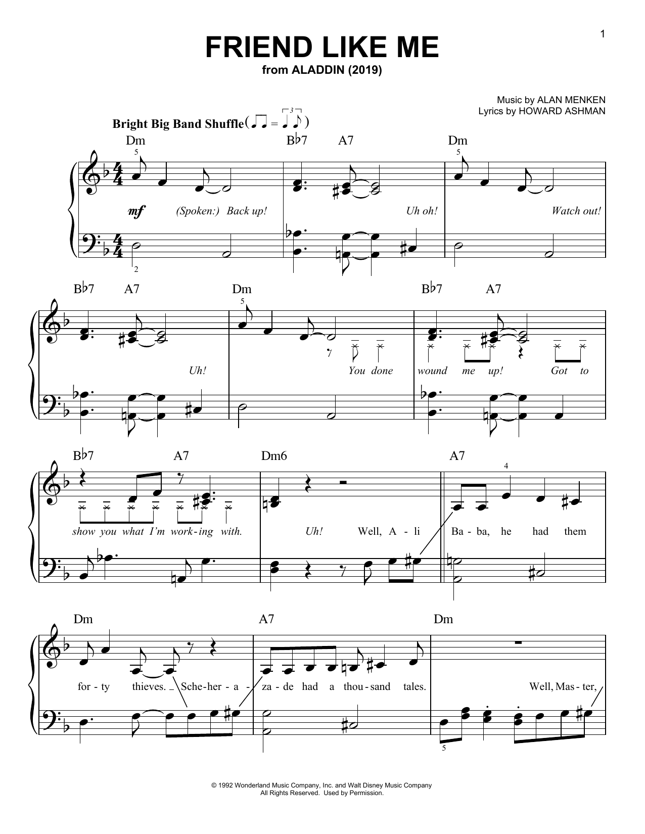 Will Smith Friend Like Me (from Aladdin) (2019) sheet music notes and chords arranged for Piano, Vocal & Guitar Chords (Right-Hand Melody)