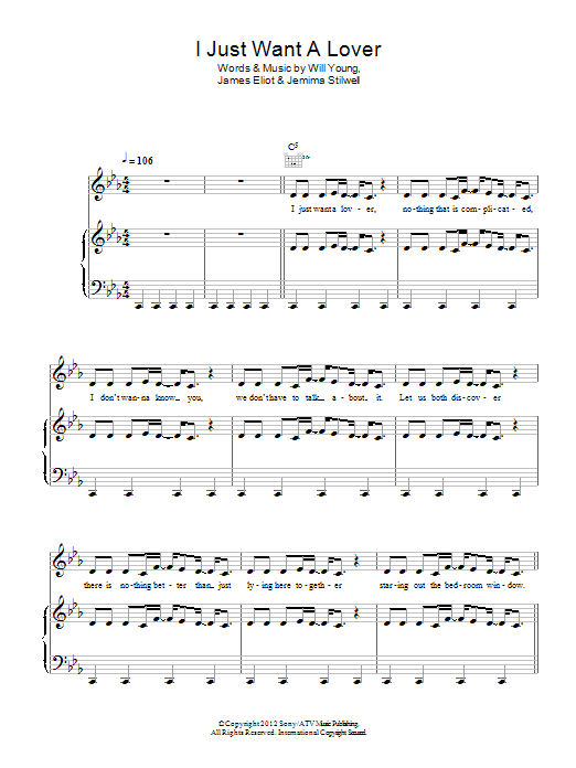 Will Young I Just Want A Lover sheet music notes and chords arranged for Piano, Vocal & Guitar Chords