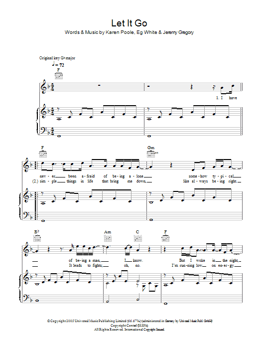 Will Young Let It Go sheet music notes and chords arranged for Piano, Vocal & Guitar Chords