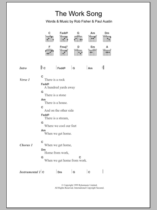 Willard Grant Conspiracy The Work Song sheet music notes and chords arranged for Guitar Chords/Lyrics