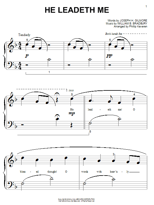 William B. Bradbury He Leadeth Me sheet music notes and chords arranged for Big Note Piano