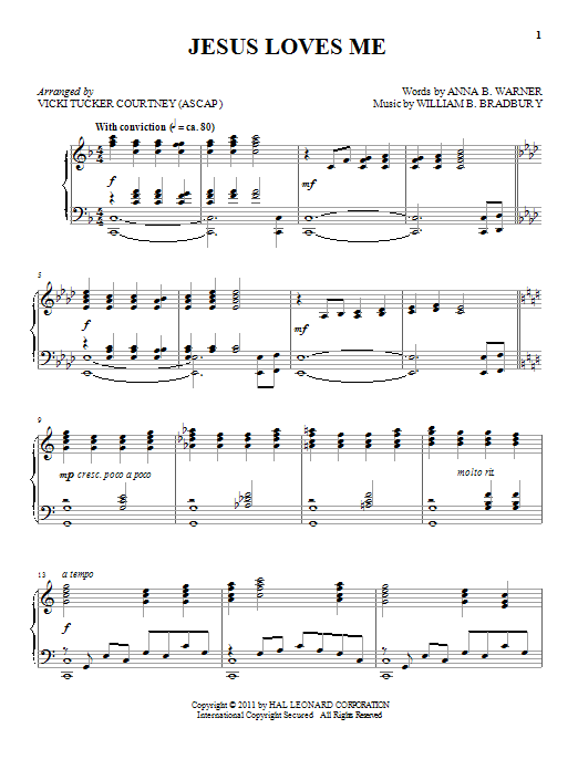 William B. Bradbury Jesus Loves Me sheet music notes and chords arranged for ChordBuddy