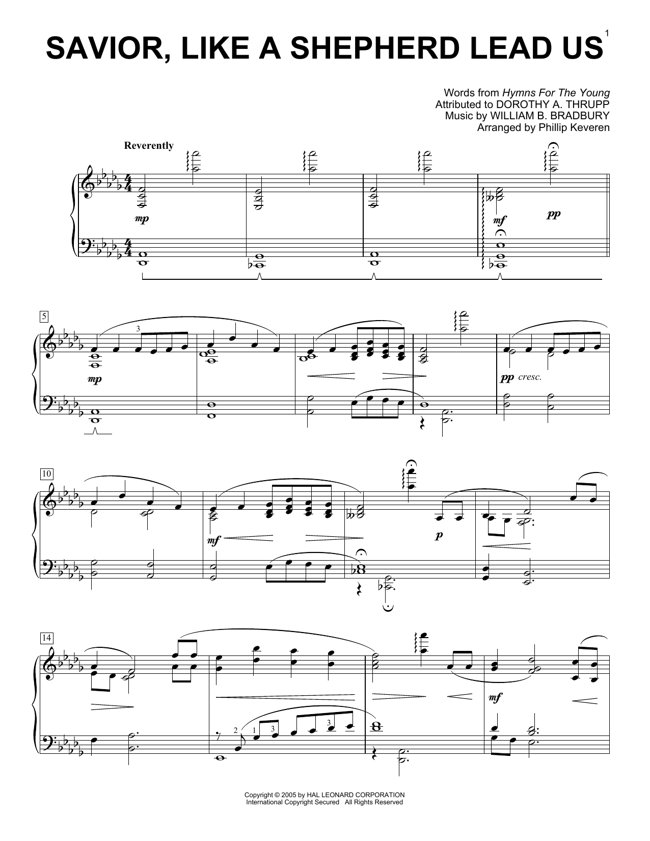William B. Bradbury Savior, Like A Shepherd Lead Us [Jazz version] (arr. Phillip Keveren) sheet music notes and chords arranged for Piano Solo