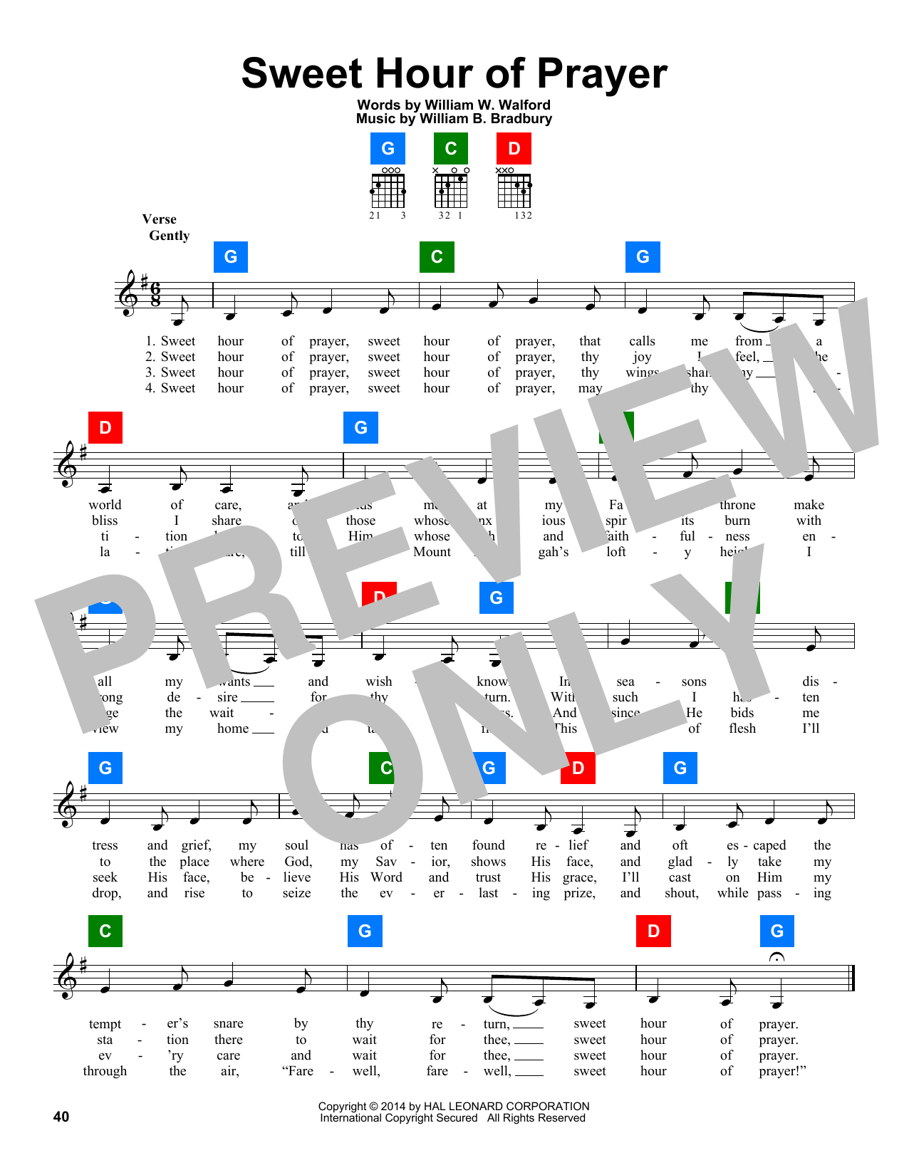 William B. Bradbury Sweet Hour Of Prayer sheet music notes and chords arranged for ChordBuddy