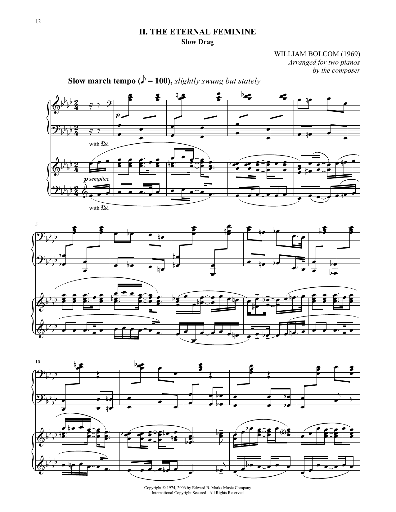 William Bolcom The Eternal Feminine sheet music notes and chords arranged for Piano Duet