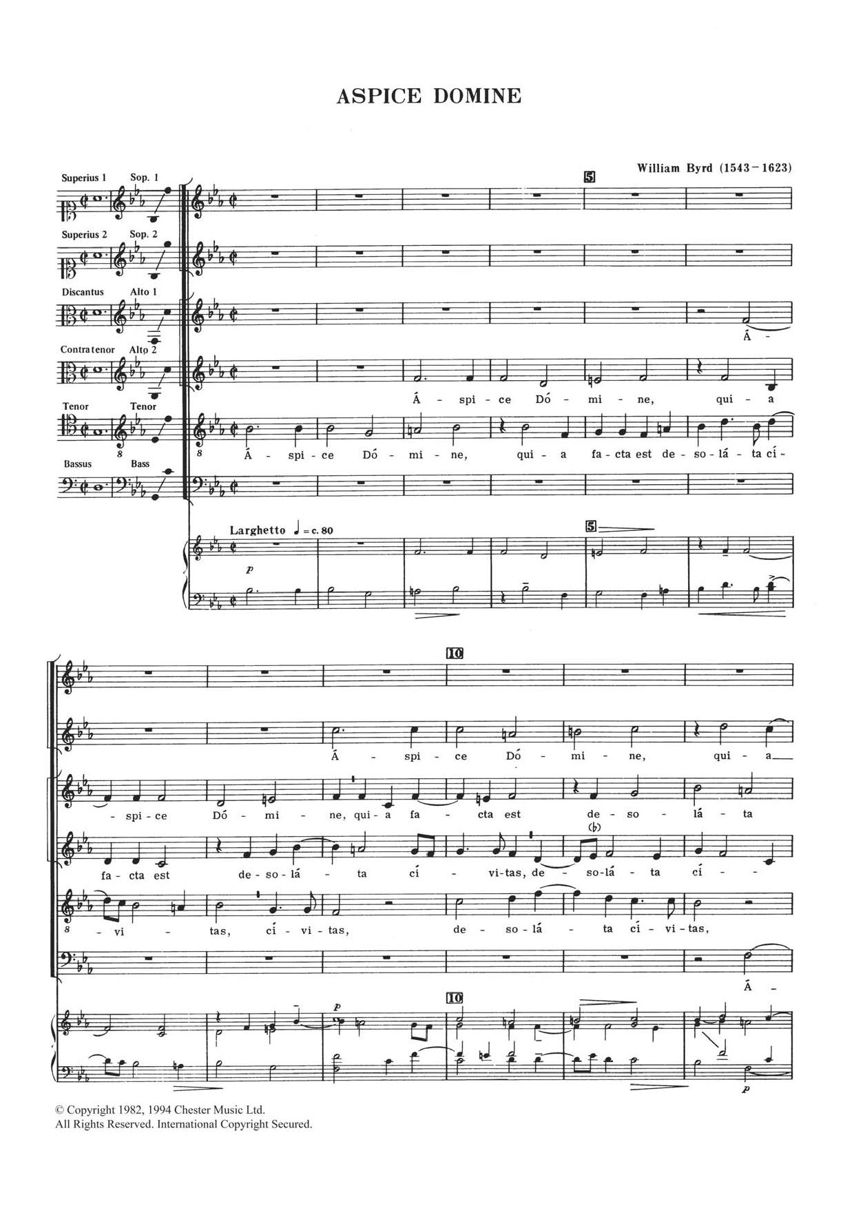 William Byrd Aspice Domine sheet music notes and chords arranged for SATB Choir