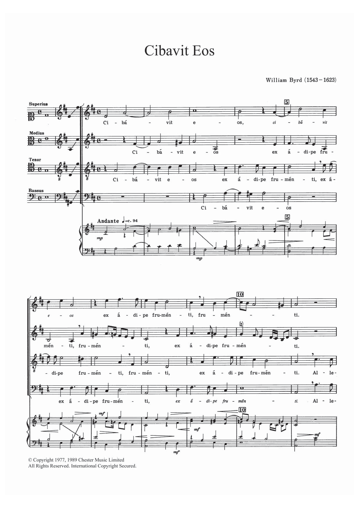 William Byrd Cibavit Eos sheet music notes and chords arranged for SATB Choir
