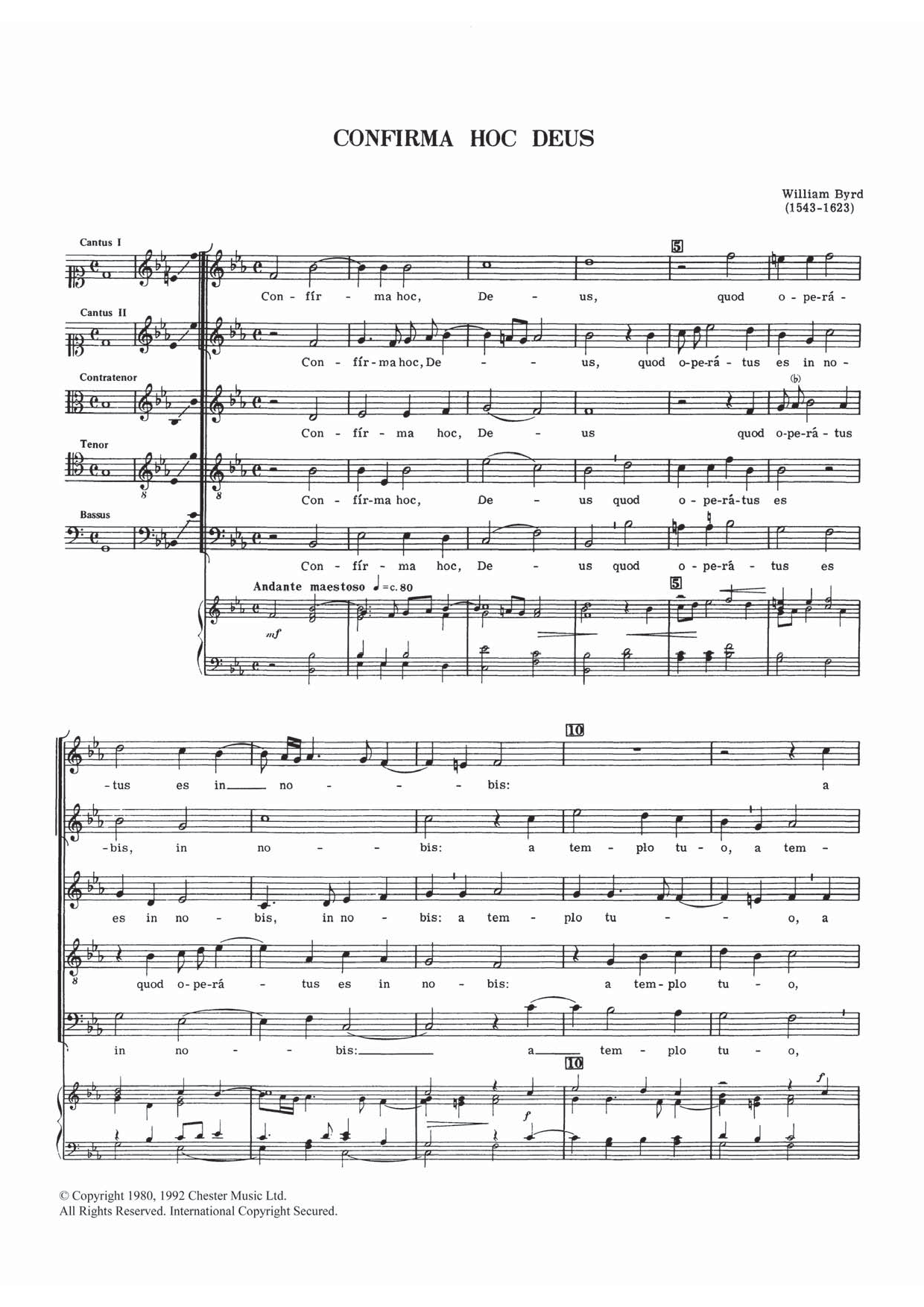 William Byrd Confirma Hoc Deus sheet music notes and chords arranged for Piano, Vocal & Guitar Chords