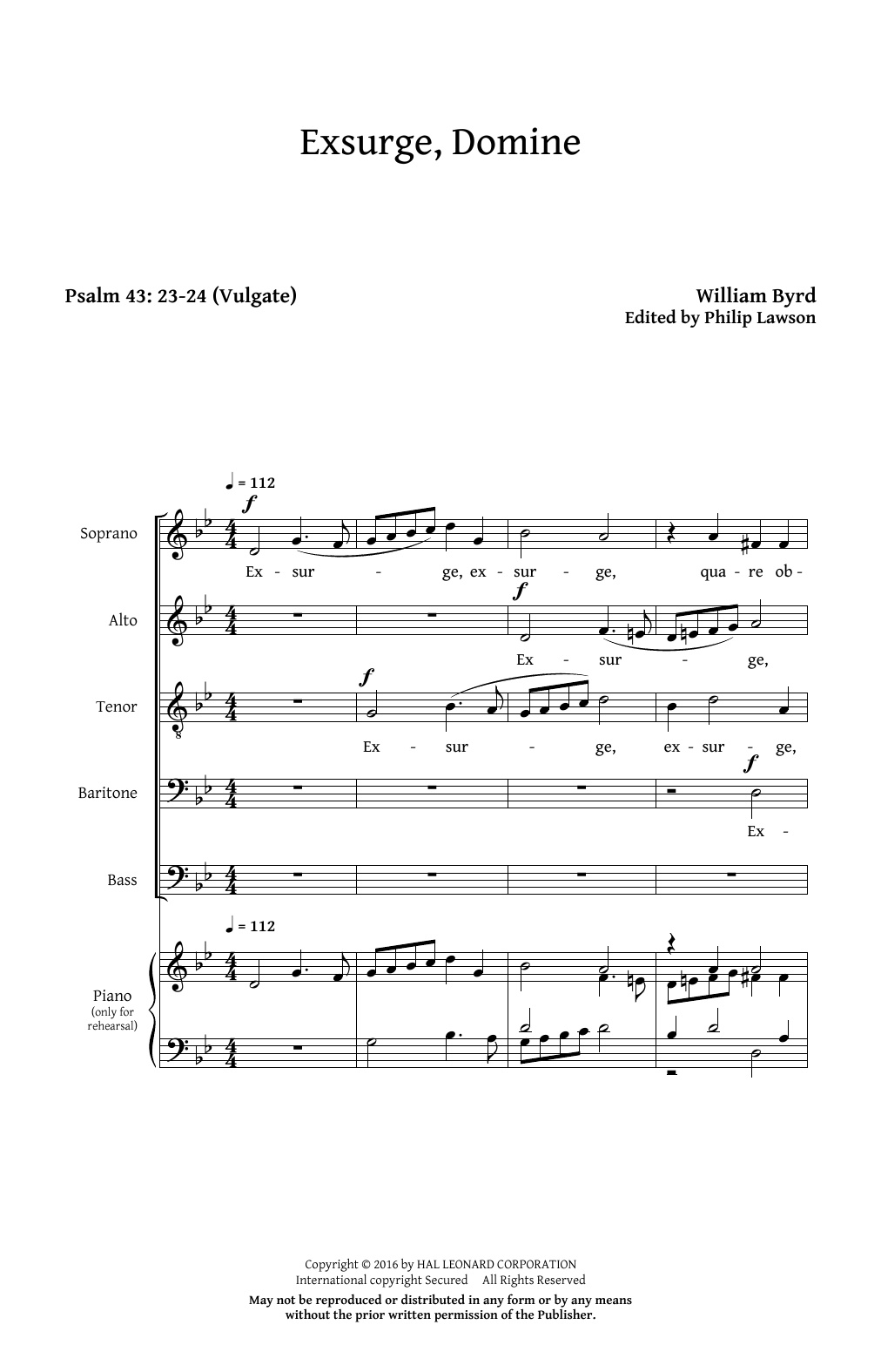 Philip Lawson Exsurge, Domine sheet music notes and chords arranged for SATB Choir