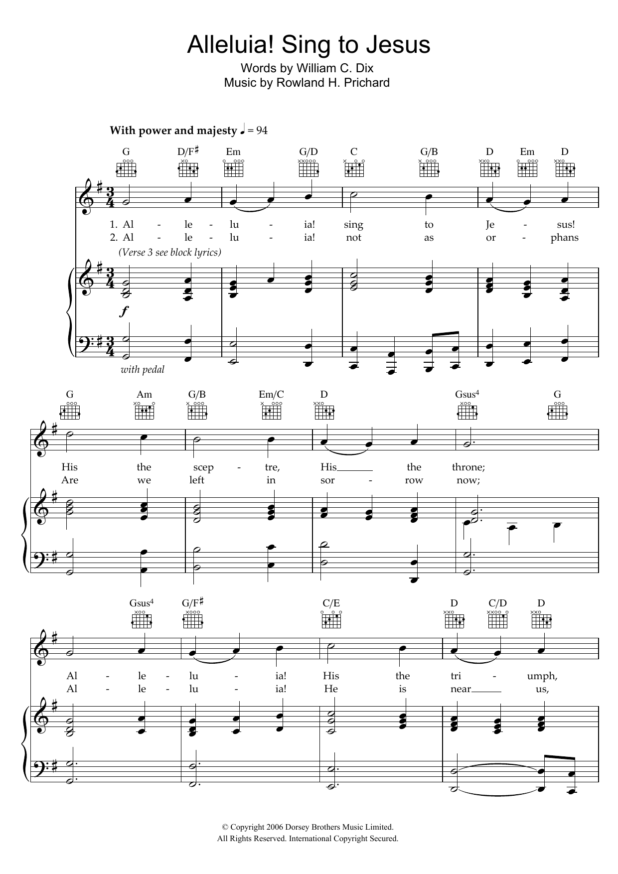 William C. Dix Alleluya, Sing To Jesus sheet music notes and chords arranged for Piano, Vocal & Guitar Chords