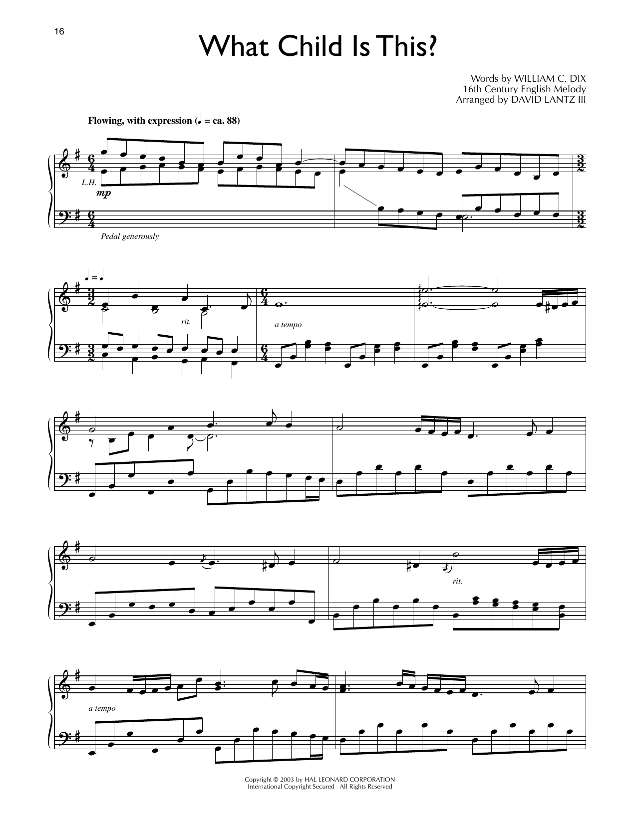 William C. Dix What Child Is This? (arr. David Lantz III) sheet music notes and chords arranged for Piano Solo