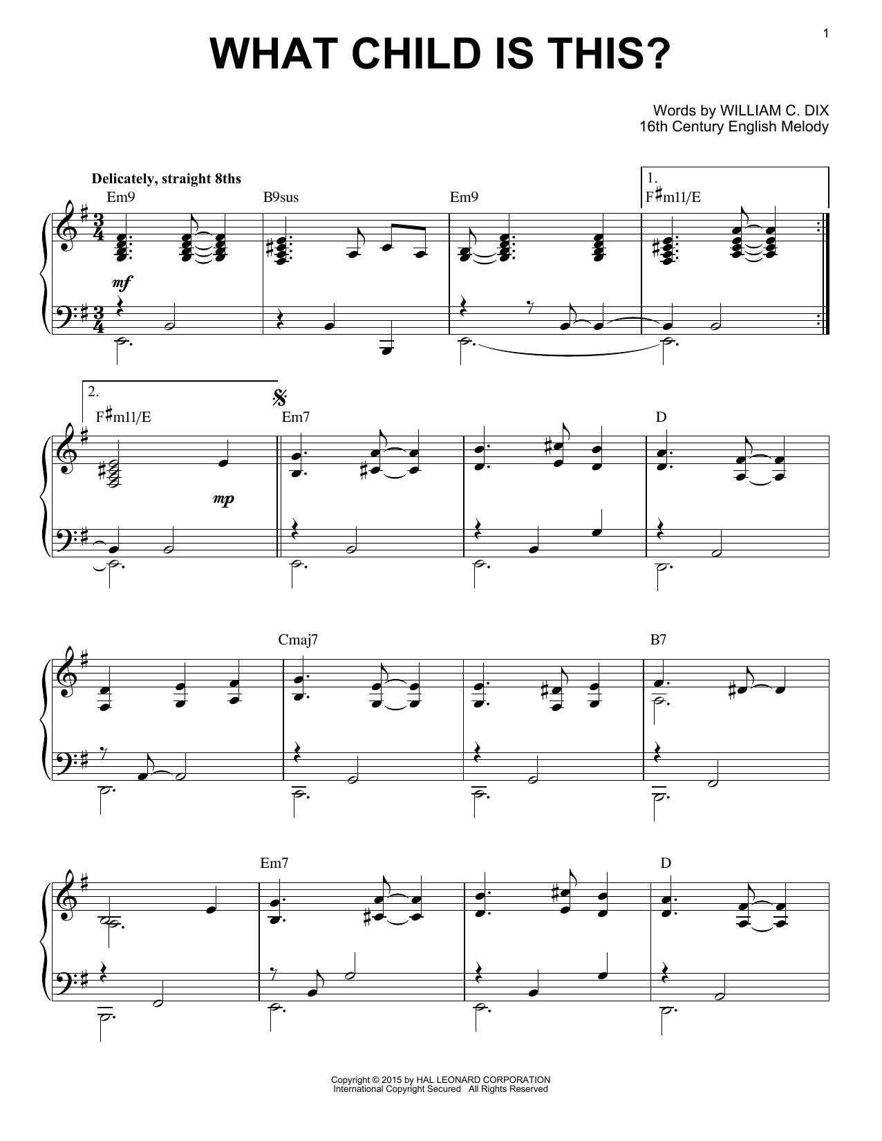 William C. Dix What Child Is This? [Jazz version] (arr. Brent Edstrom) sheet music notes and chords arranged for Piano Solo