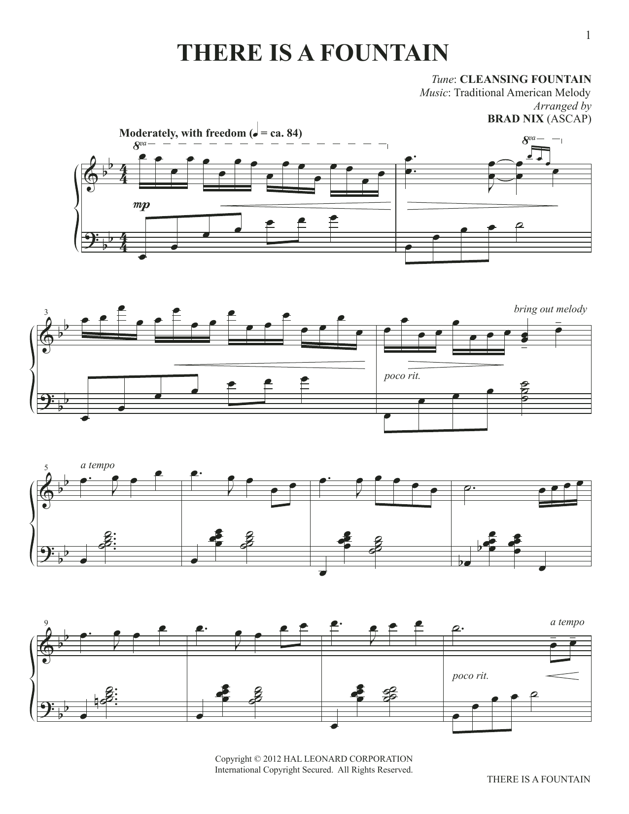 William Cowper There Is A Fountain (arr. Brad Nix) sheet music notes and chords arranged for Piano Solo