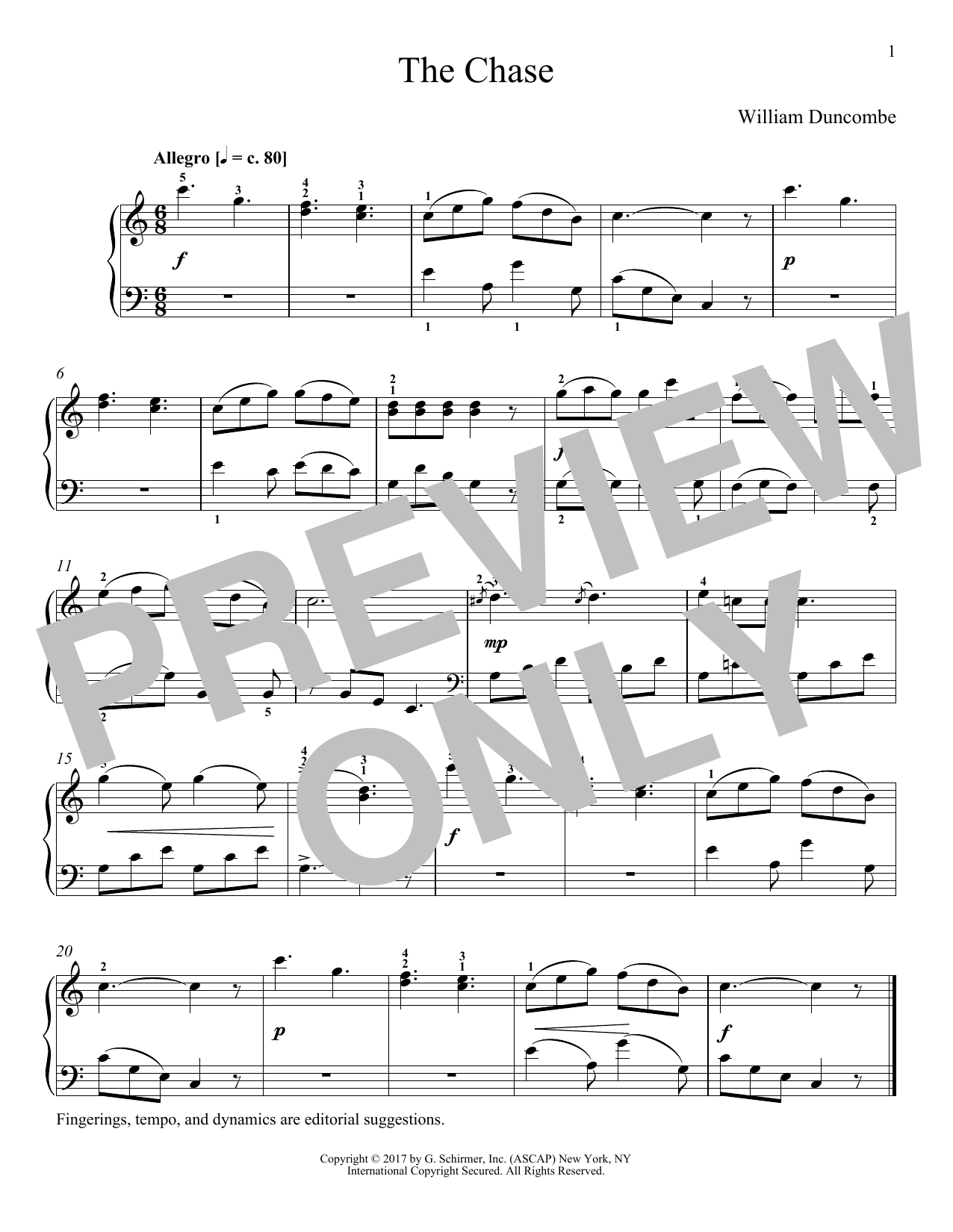 William Duncombe The Chase sheet music notes and chords arranged for Piano Solo