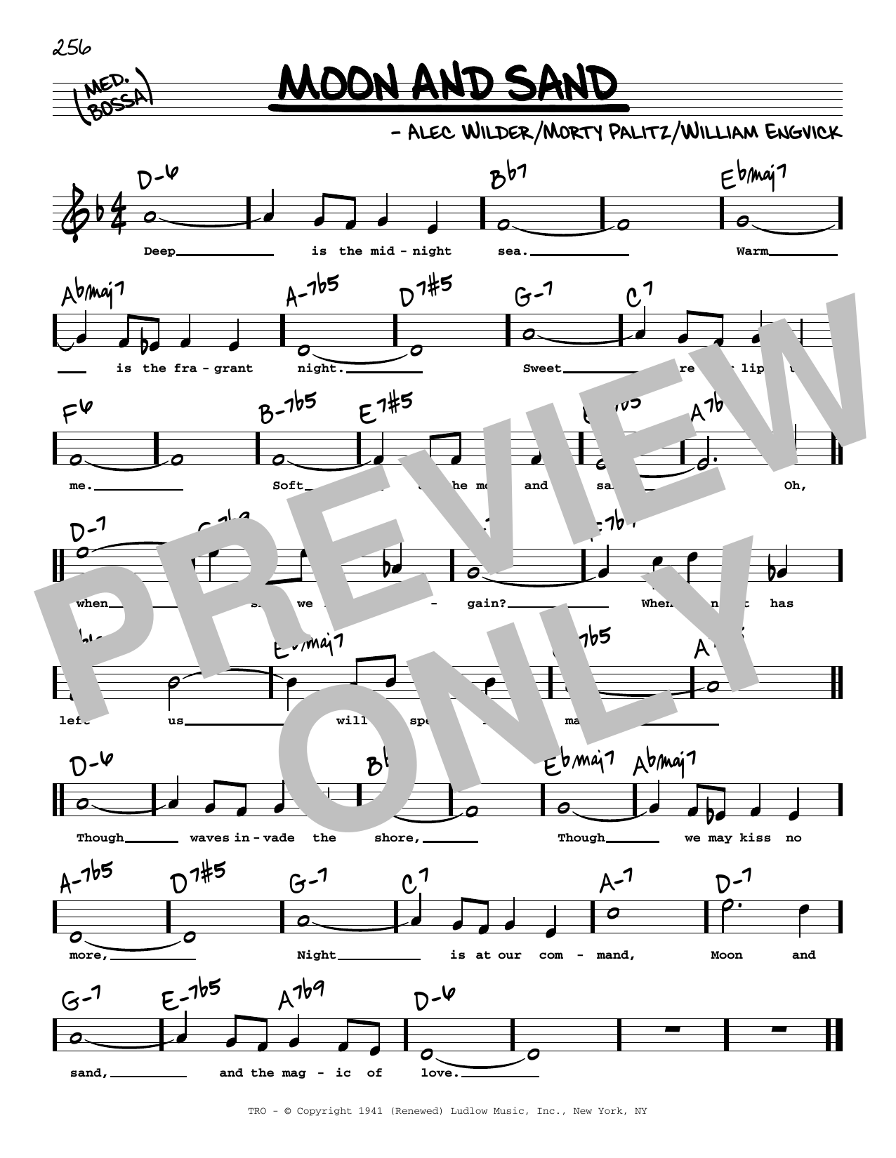 William Engvick Moon And Sand (High Voice) sheet music notes and chords arranged for Real Book – Melody, Lyrics & Chords