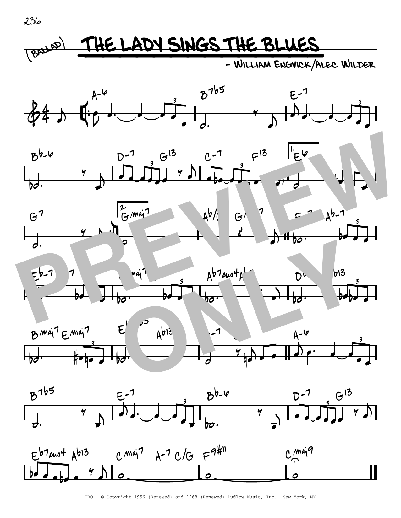 William Engvick The Lady Sings The Blues sheet music notes and chords arranged for Real Book – Melody & Chords