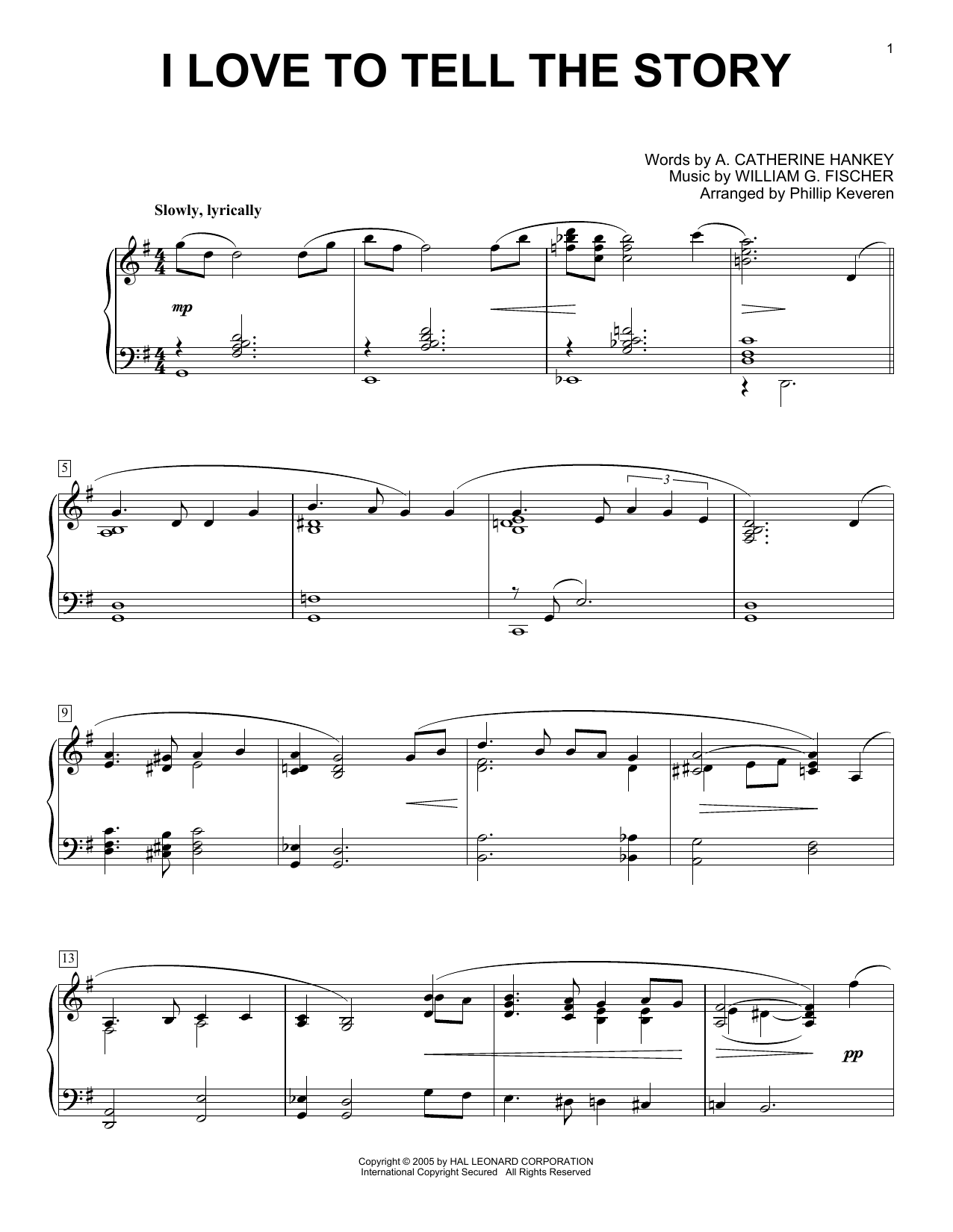 William G. Fischer I Love To Tell The Story [Jazz version] (arr. Phillip Keveren) sheet music notes and chords arranged for Piano Solo
