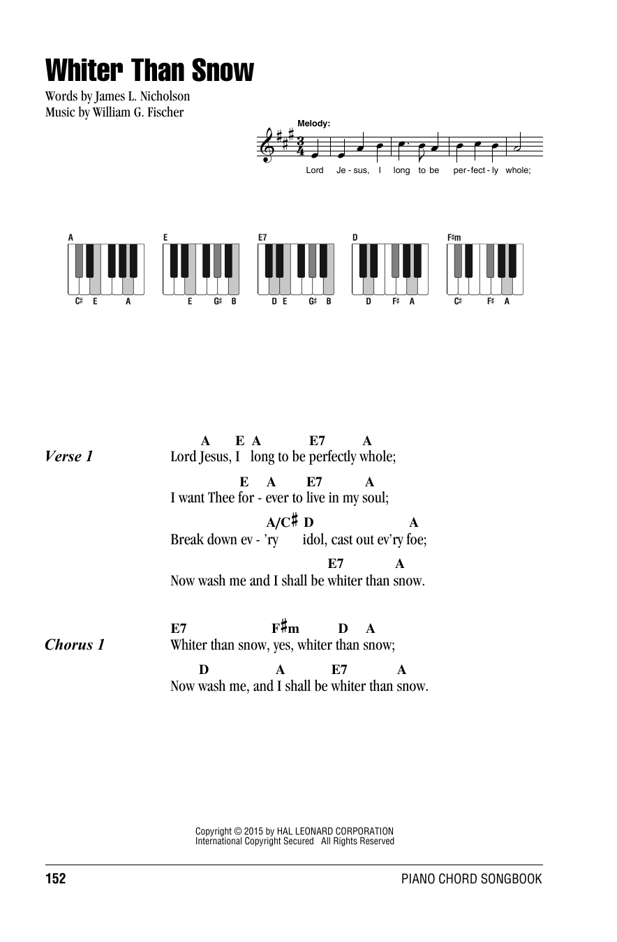 William G. Fischer Whiter Than Snow sheet music notes and chords arranged for ChordBuddy